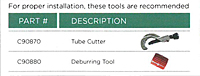 For Proper Installation of 1-2 Bay Compressed Air Piping Kit These Tools are Recommended